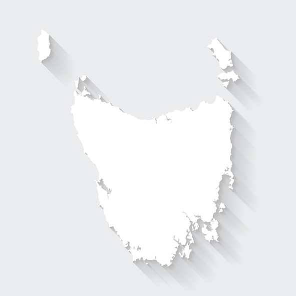 Tasmania map with long shadow on blank background – Flat Design